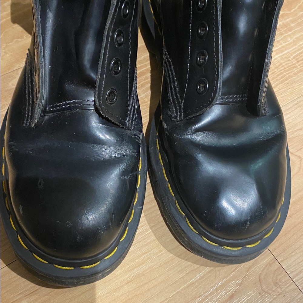 Doc Martens Black Leather Lace-Up Boots - Picture 11 of 11
